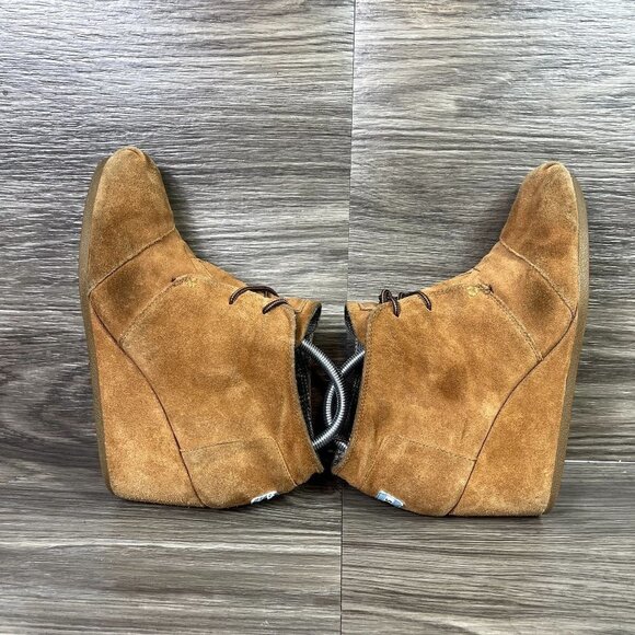 Toms Brown Suede Lace Up‎ Wedge Booties Women's Shoes Size 11 - Picture 7 of 9